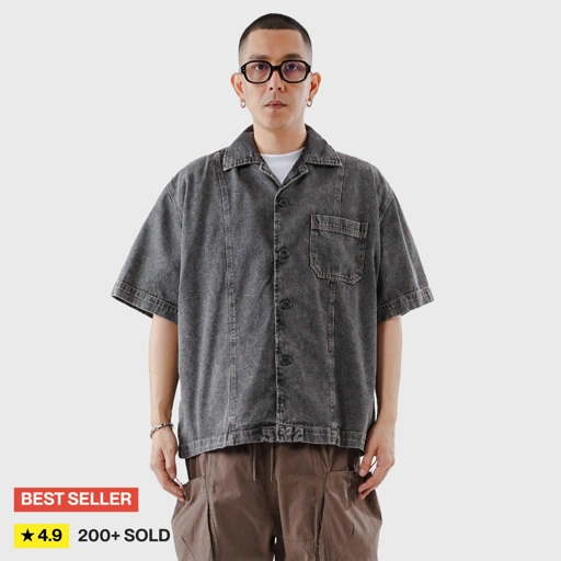 Noforty Project Oversize Short Shirt Denim Lowa Black