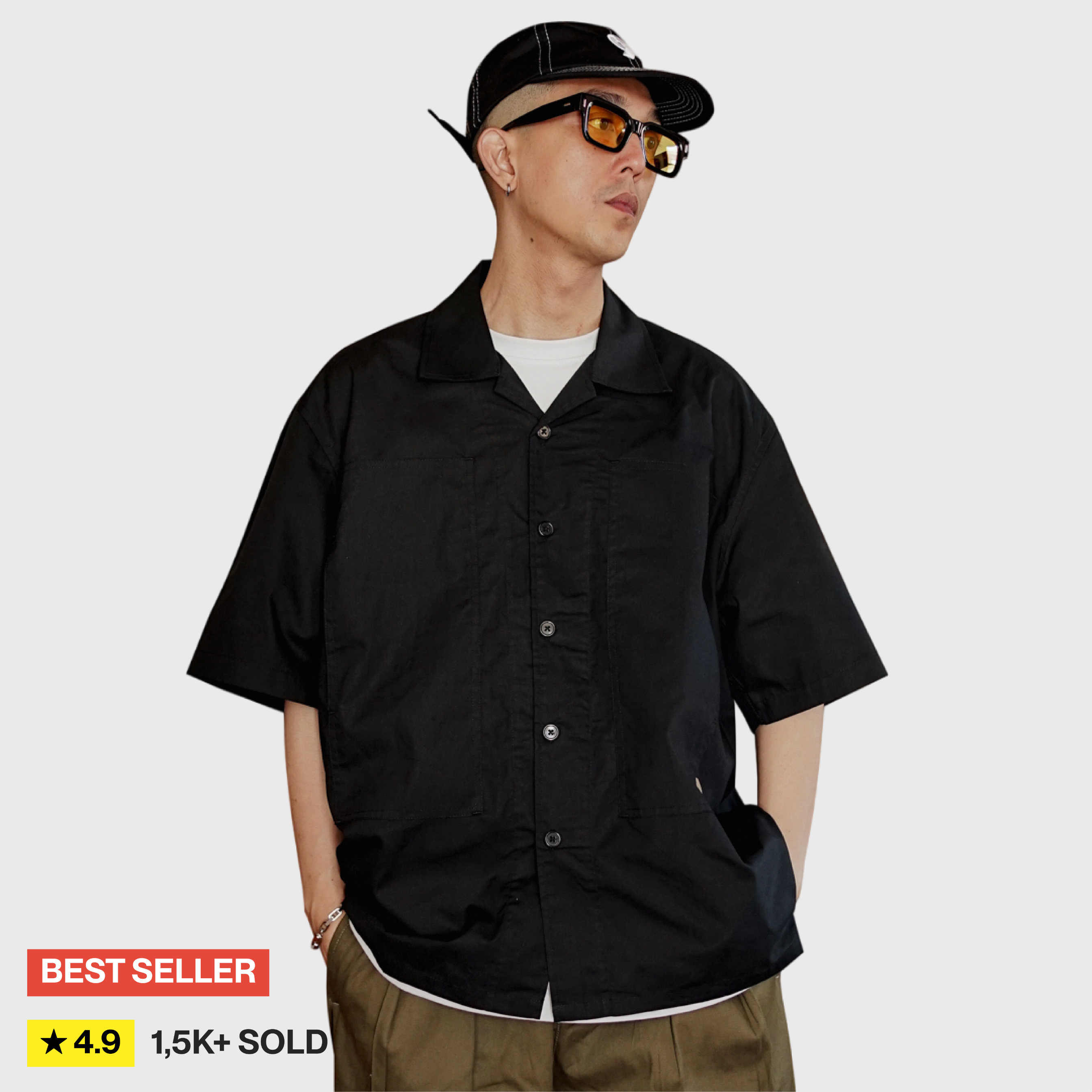 Kemeja Bowling Oversize Yaba Shirt Black