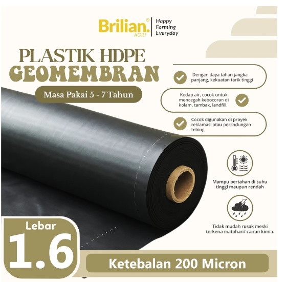 GEOMEMBRAN HDPE TEBAL 200 MICRON LEBAR 1,6 METER