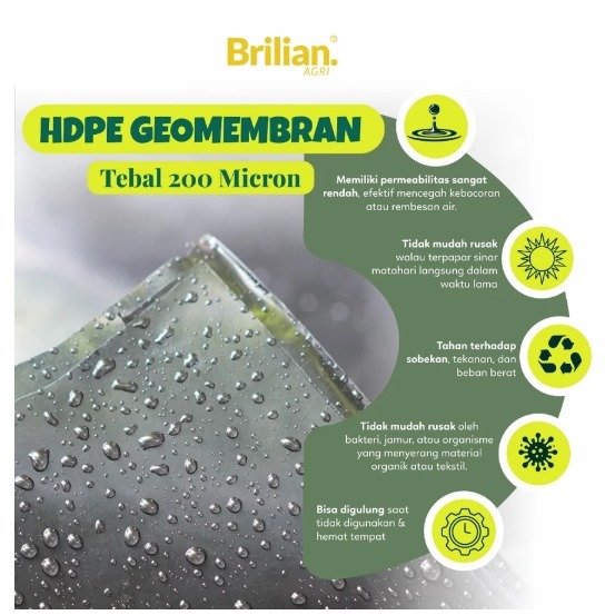 Geomembran HDPE Tebal 200 Micron Lebar 4 Meter