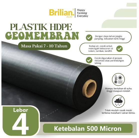 Geomembran HDPE Tebal 500 Micron Lebar 4 Meter