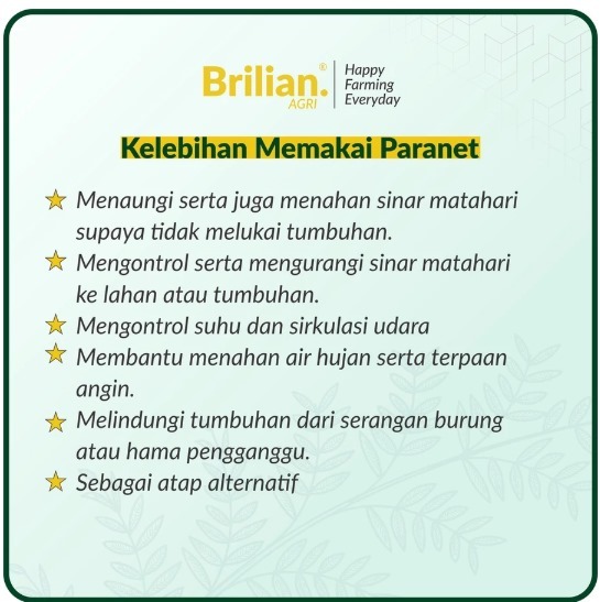 JARING PARANET 75 % JARING TANAMAN LEBAR 3 METER