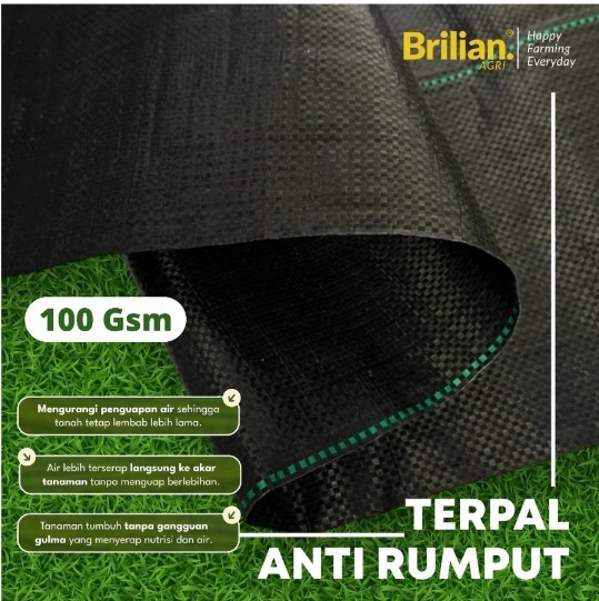 BRILIAN - Weedmat Lebar 2 Meter /Control Easy Grow Terpal Green House/ Woven Fabric Anti UV Weed Mat