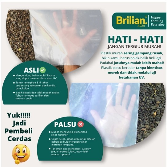 Plastik UV Green house Tebal 250 Mikron 14% Lebar 6 Meter