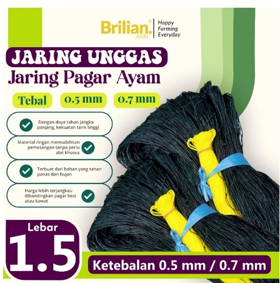 BRILIAN-Jaring Pagar Ayam 1,5 Meter Jaring Kandang Ayam Lebar 1,5 Meter Panjang 20-25 Meter