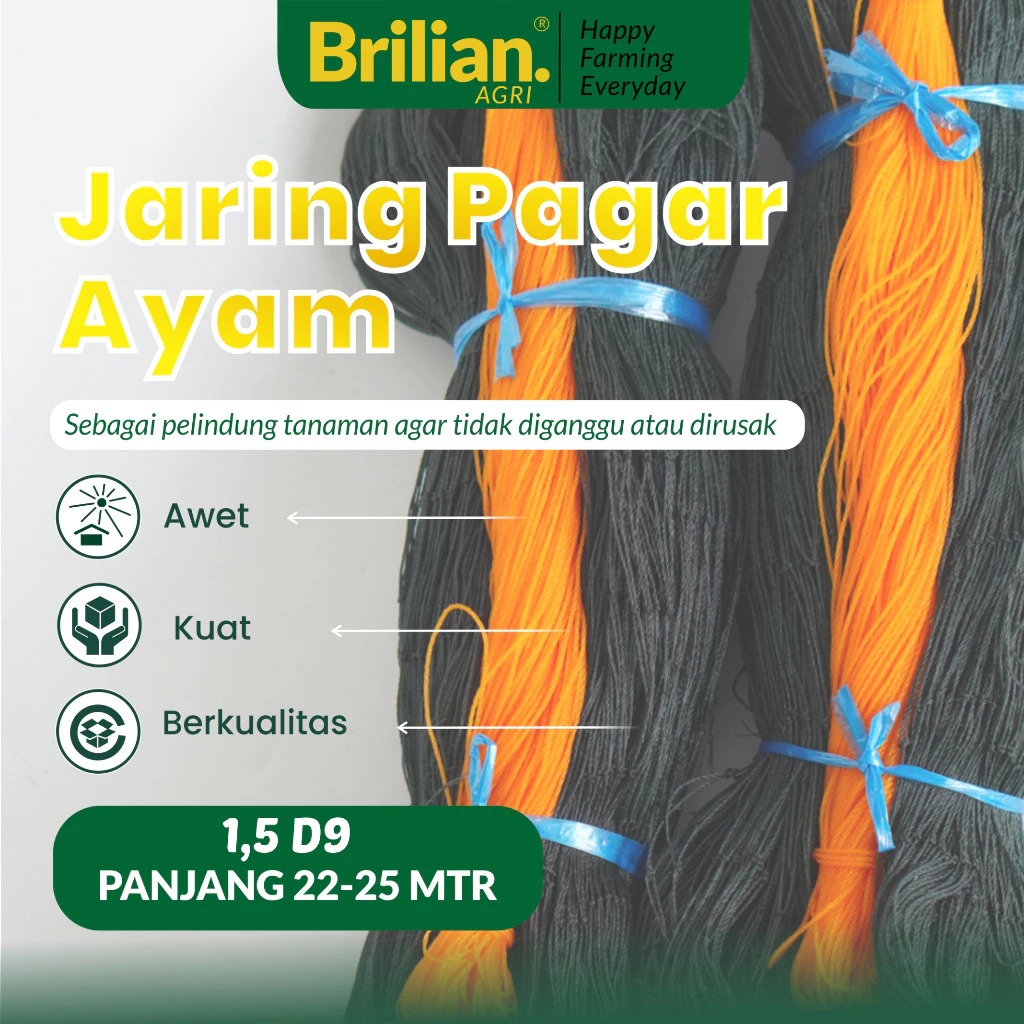 BRILIAN-Jaring Pagar Ayam 1,5 Meter Jaring Kandang Ayam Lebar 1,5 D9 Meter Panjang 20-25 Meter