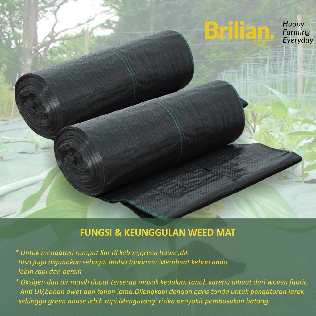 BRILIAN - Weedmat Lebar 0.8 Meter Panjang 100 Meter /Control Easy Grow Terpal Green House/ Woven Fabric Anti UV Weed Mat