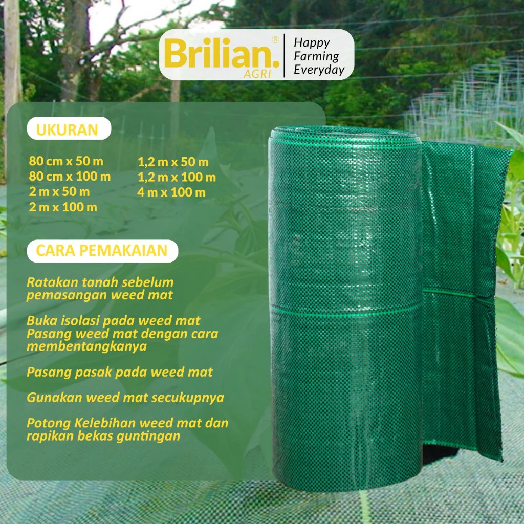BRILIAN - Weedmat Lebar 0.8 Meter Panjang 100 Meter /Control Easy Grow Terpal Green House/ Woven Fabric Anti UV Weed Mat