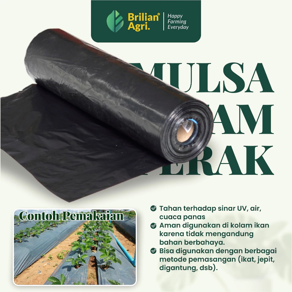 Mulsa hitam perak lebar 80 cm / 100 cm / 120 cm kemasan 1kg