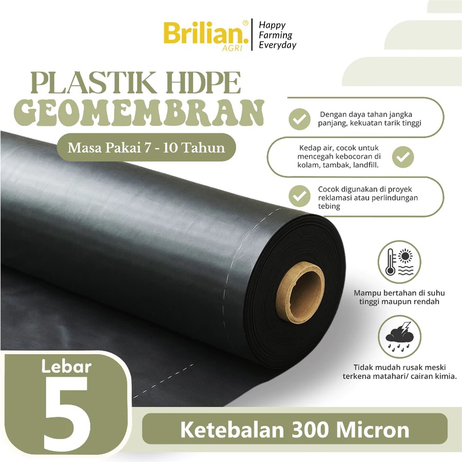 GEOMEMBRAN HDPE TEBAL 300 MICRON LEBAR 5 METER