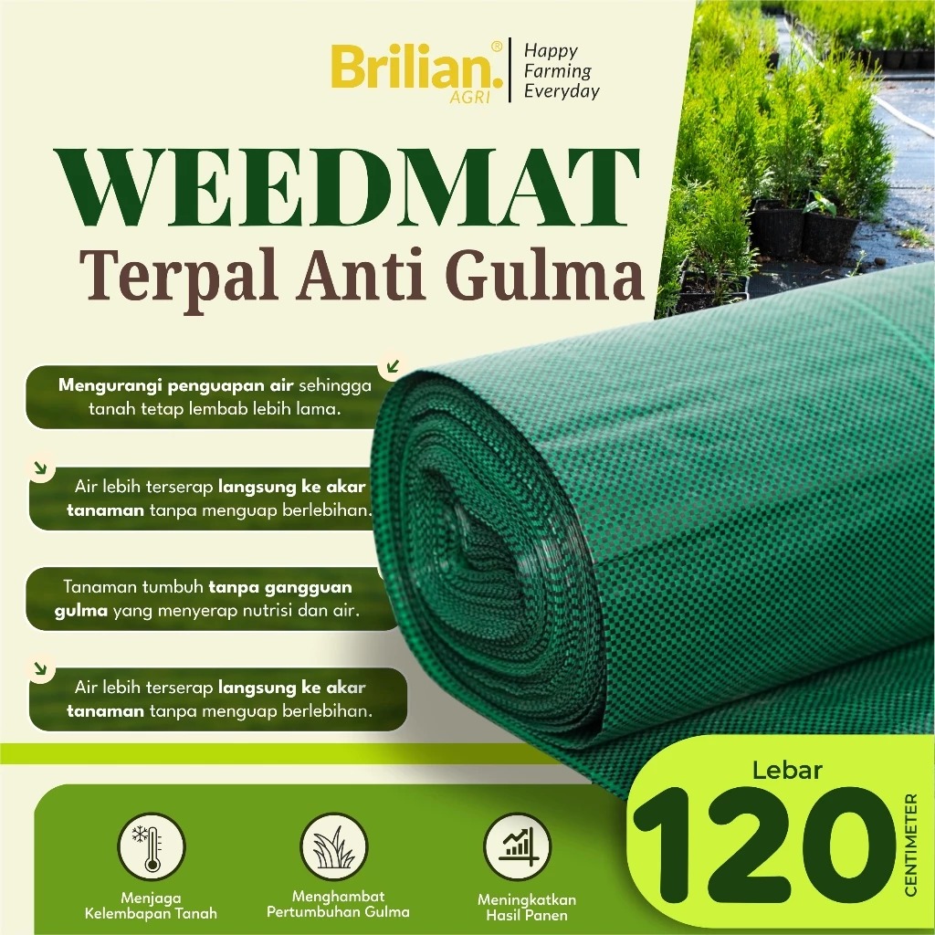 BRILIAN - Weedmat Lebar 1.2 Meter Panjang 50 Meter /Control Easy Grow Terpal Green House/ Woven Fabric Anti UV Weed Mat