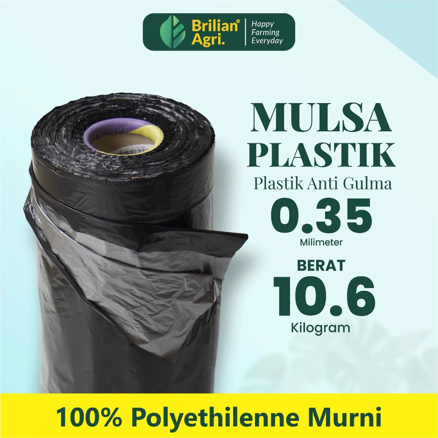 Plastik Mulsa Pertanian Hitam Perak Tebal 0.35 lebar 80 cm / 100 cm / 120 cm / 160 cm roll berat 10,6 Kg