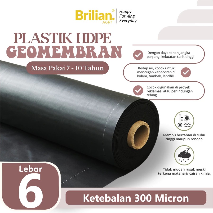 GEOMEMBRAN HDPE TEBAL 300 MICRON LEBAR 6 METER