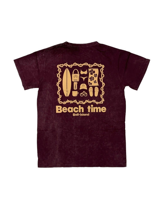 Image of T SHIRT BEACH TIME MAROON WASH