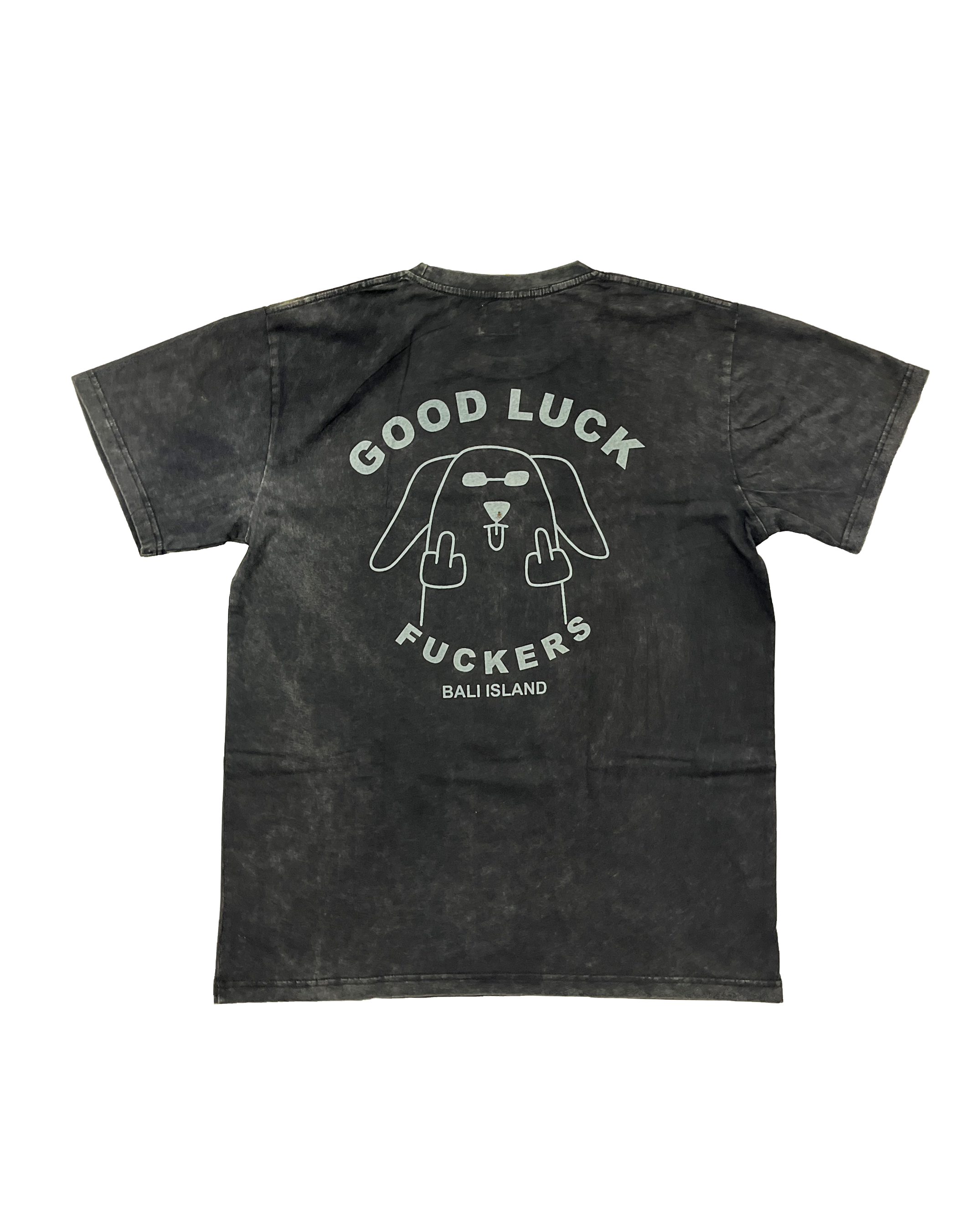 T SHIRT GOOD LUCK BLACK WASH