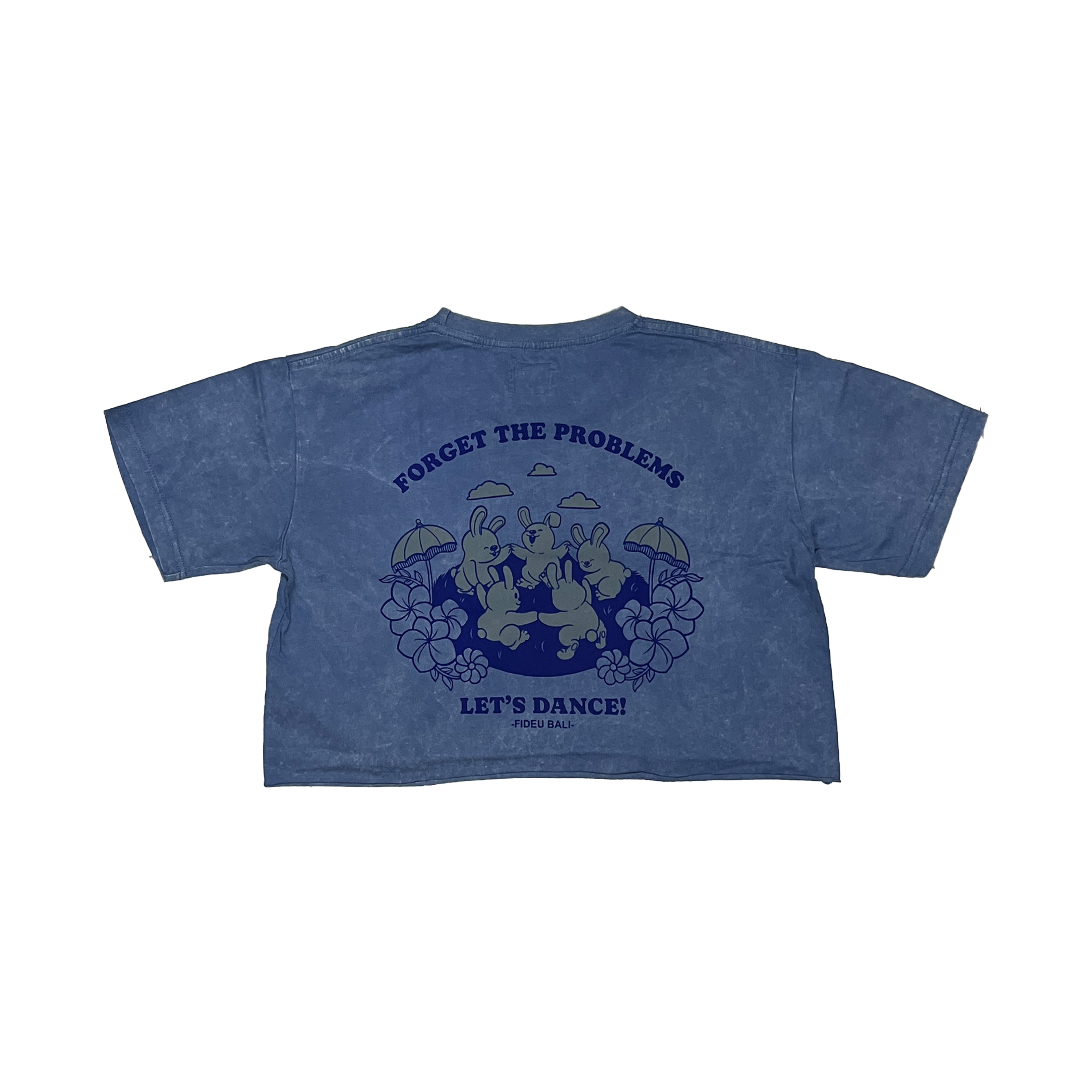 CROP TEE LE'TS DANCE BLUE WASH