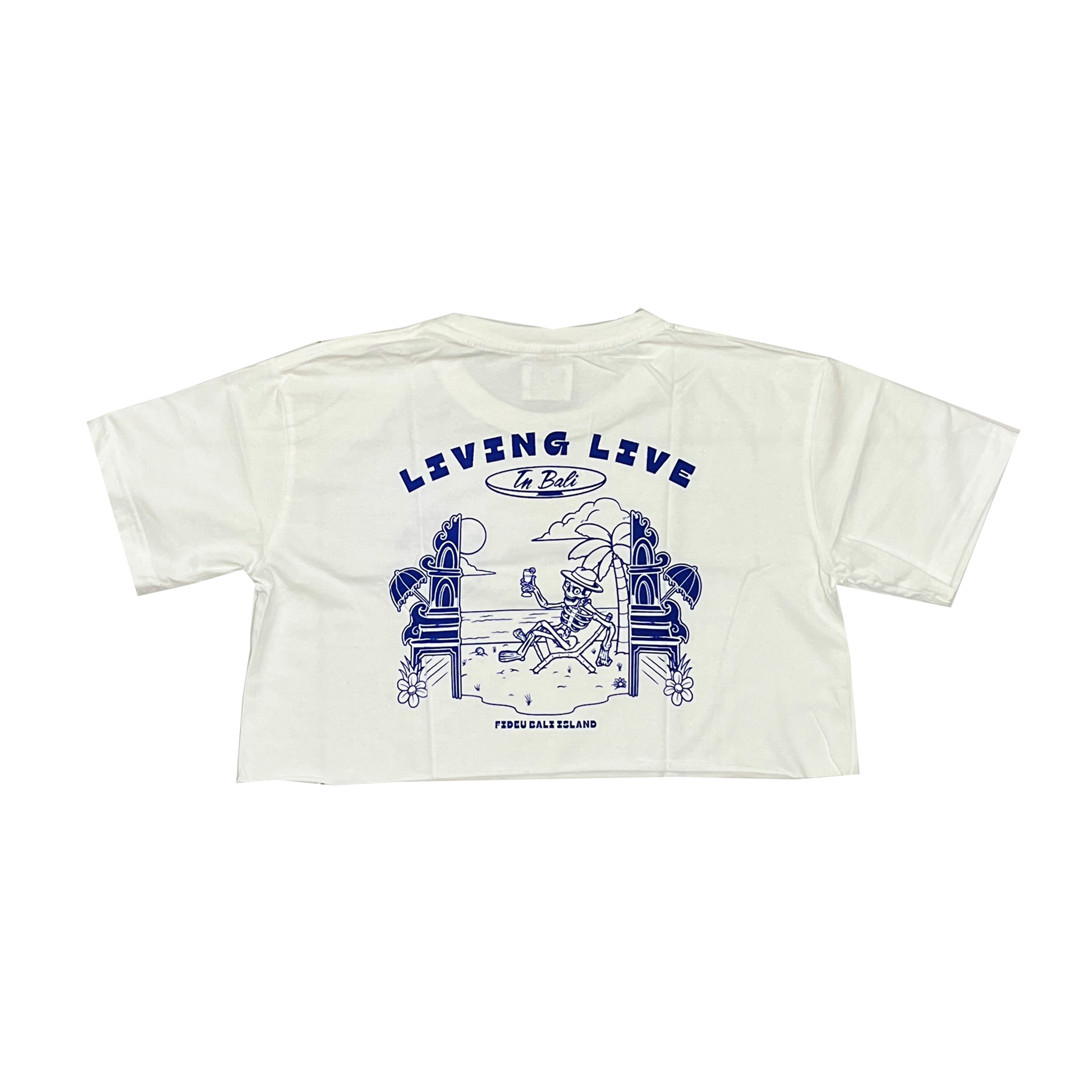 CROP TEE LIVING LIFE OFF WHITE