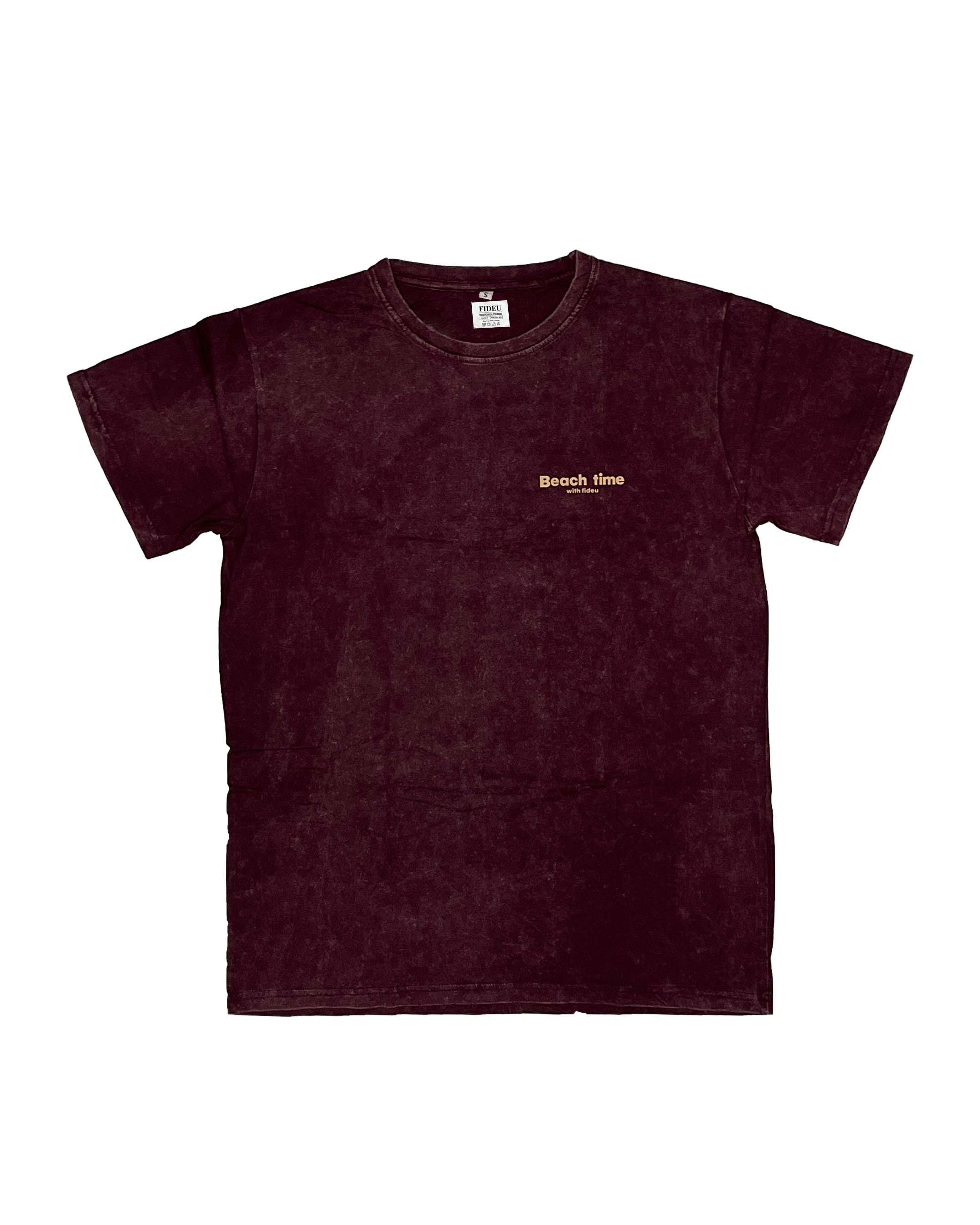 T SHIRT BEACH TIME MAROON WASH