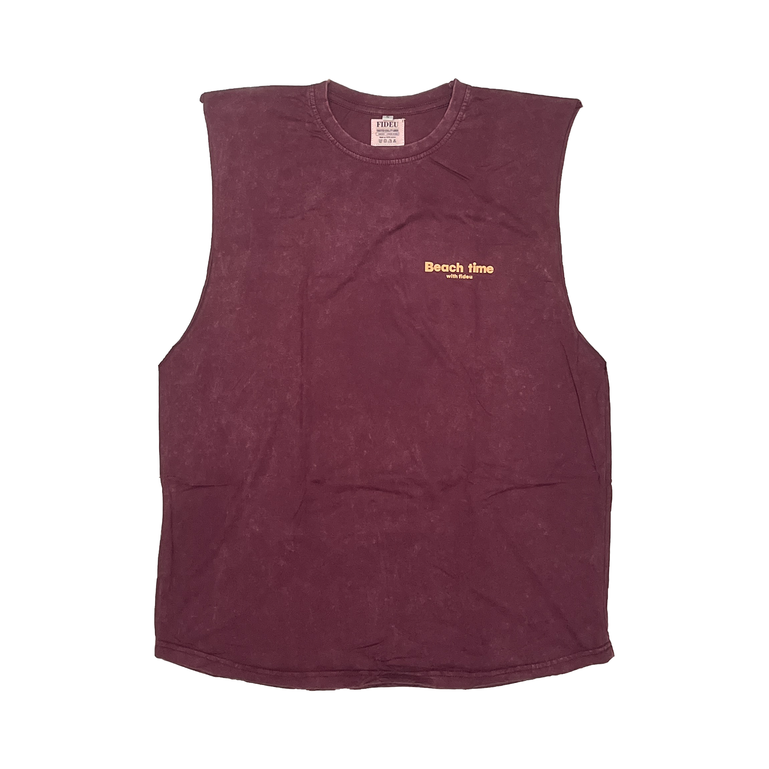 SINGLET BEACH TIME MAROON WASH
