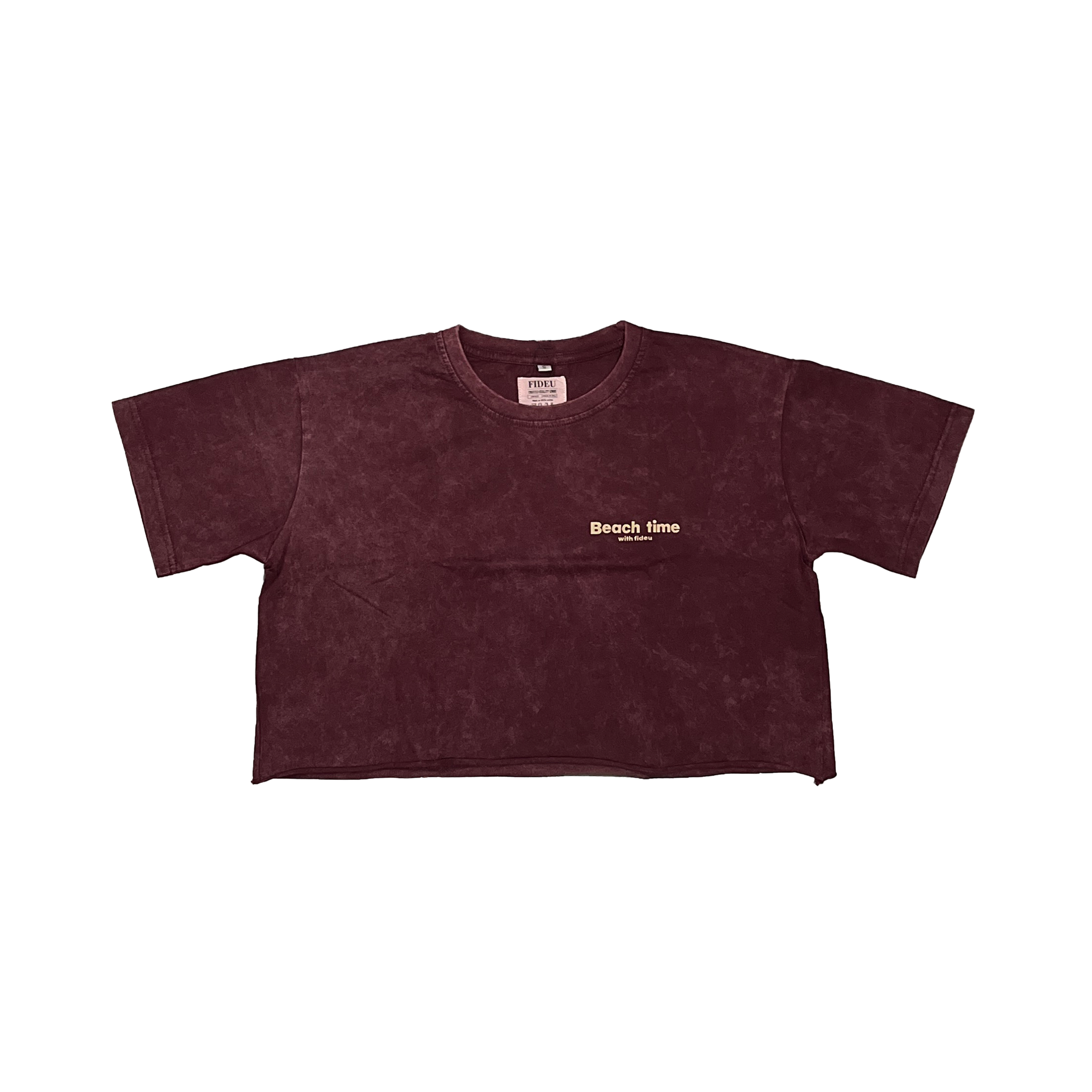 CROP TEE BEACH TIME MAROON WASH