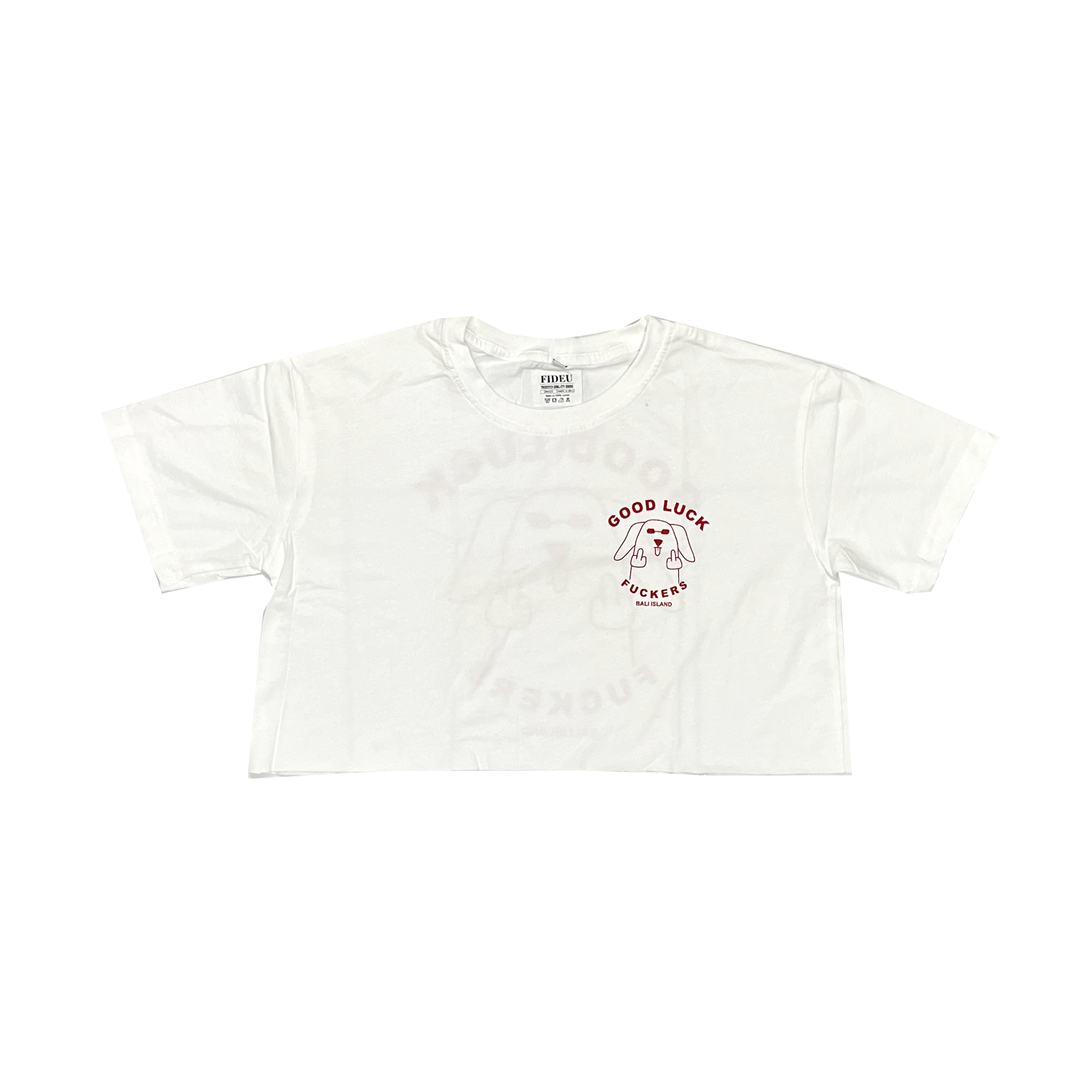 CROP TEE GOOD LUCK OFF WHITE