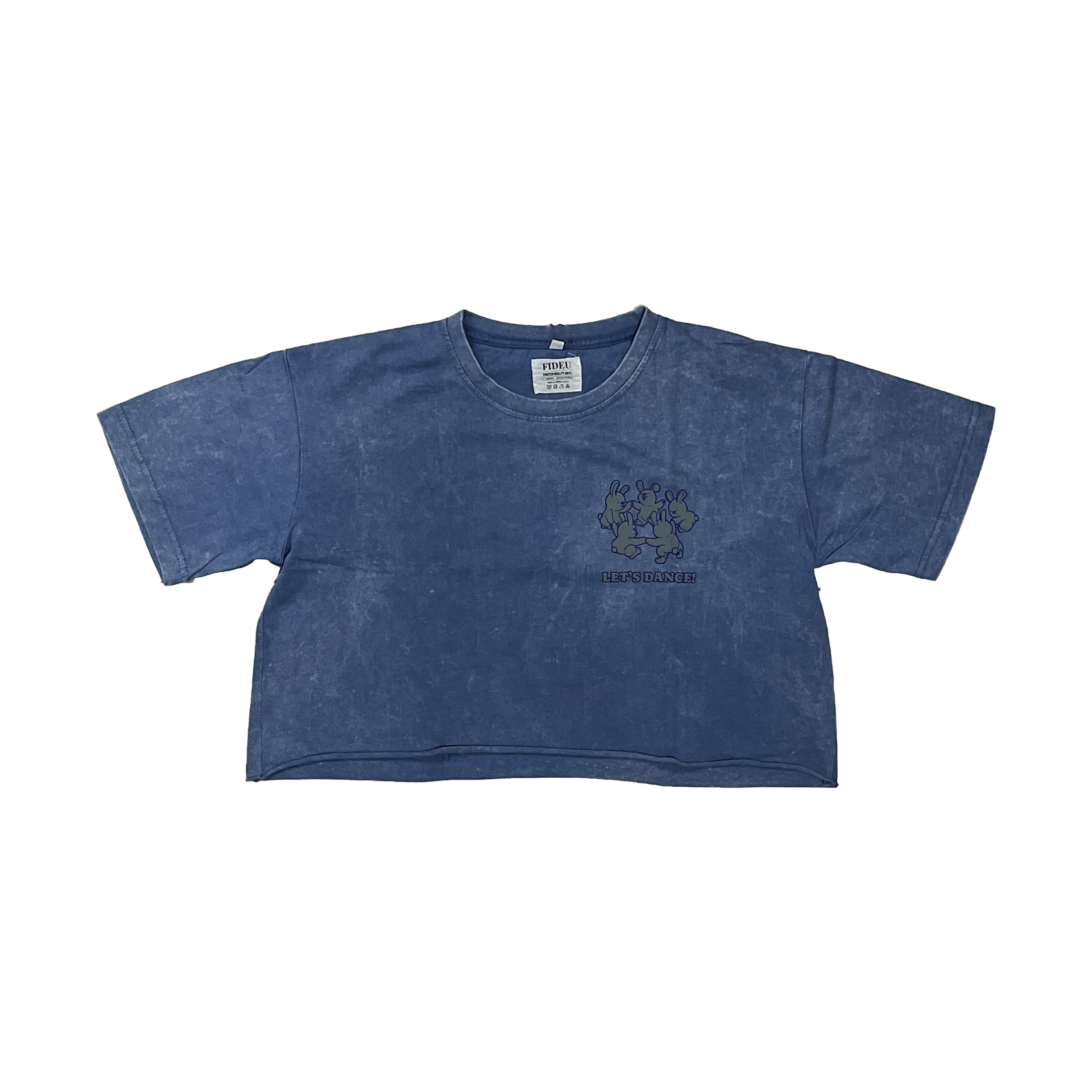 CROP TEE LE'TS DANCE BLUE WASH