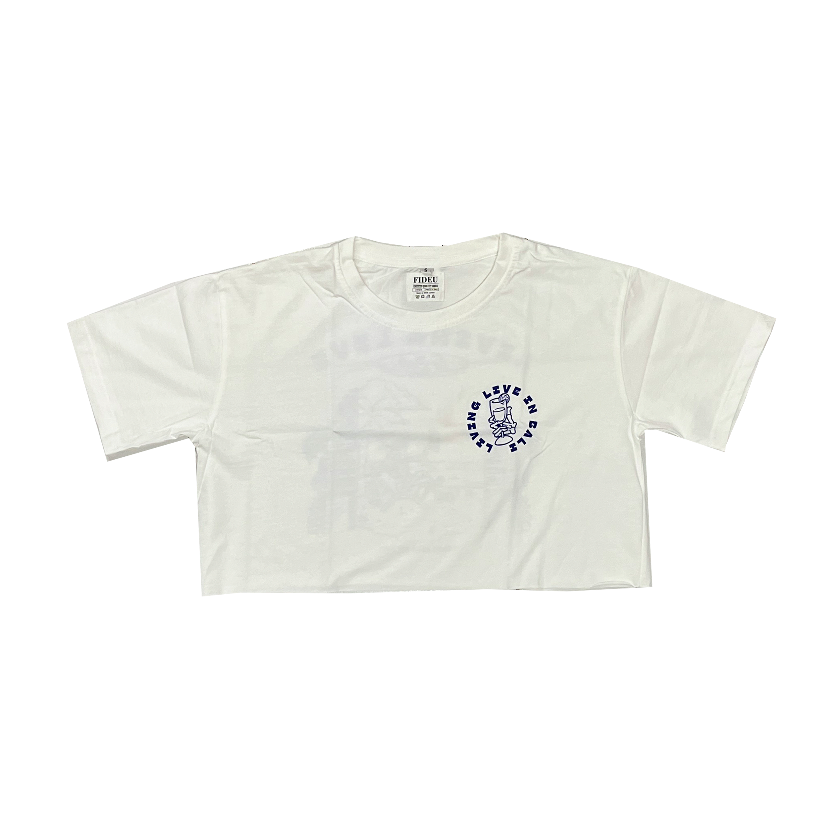 CROP TEE LIVING LIFE OFF WHITE