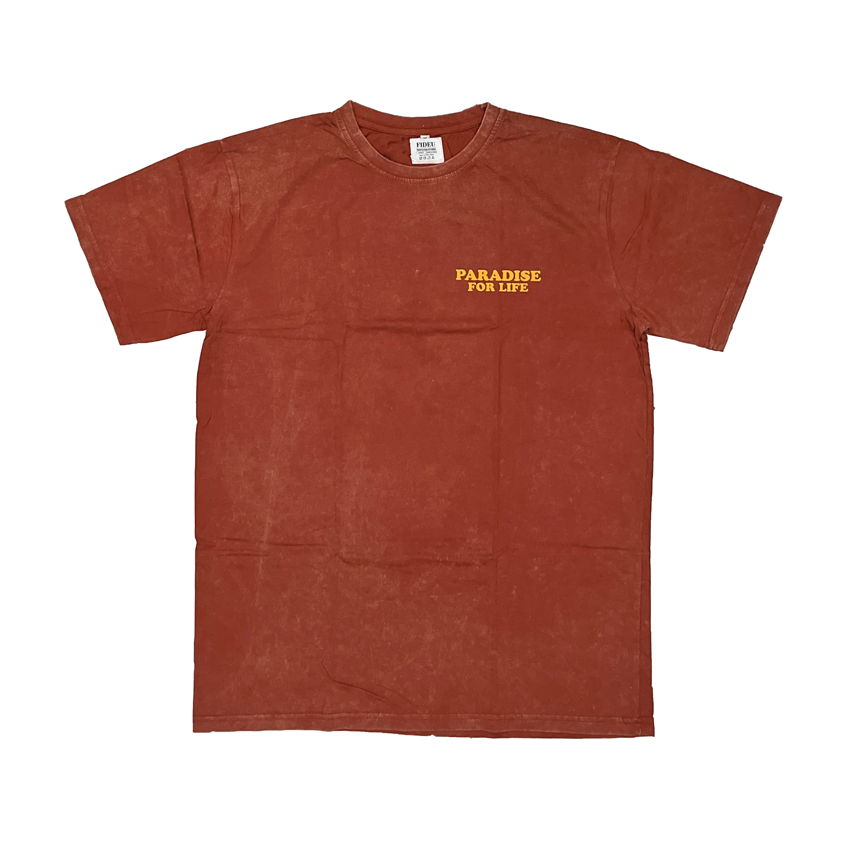 T SHIRT PARADISE FOR LIFE ORANGE WASH