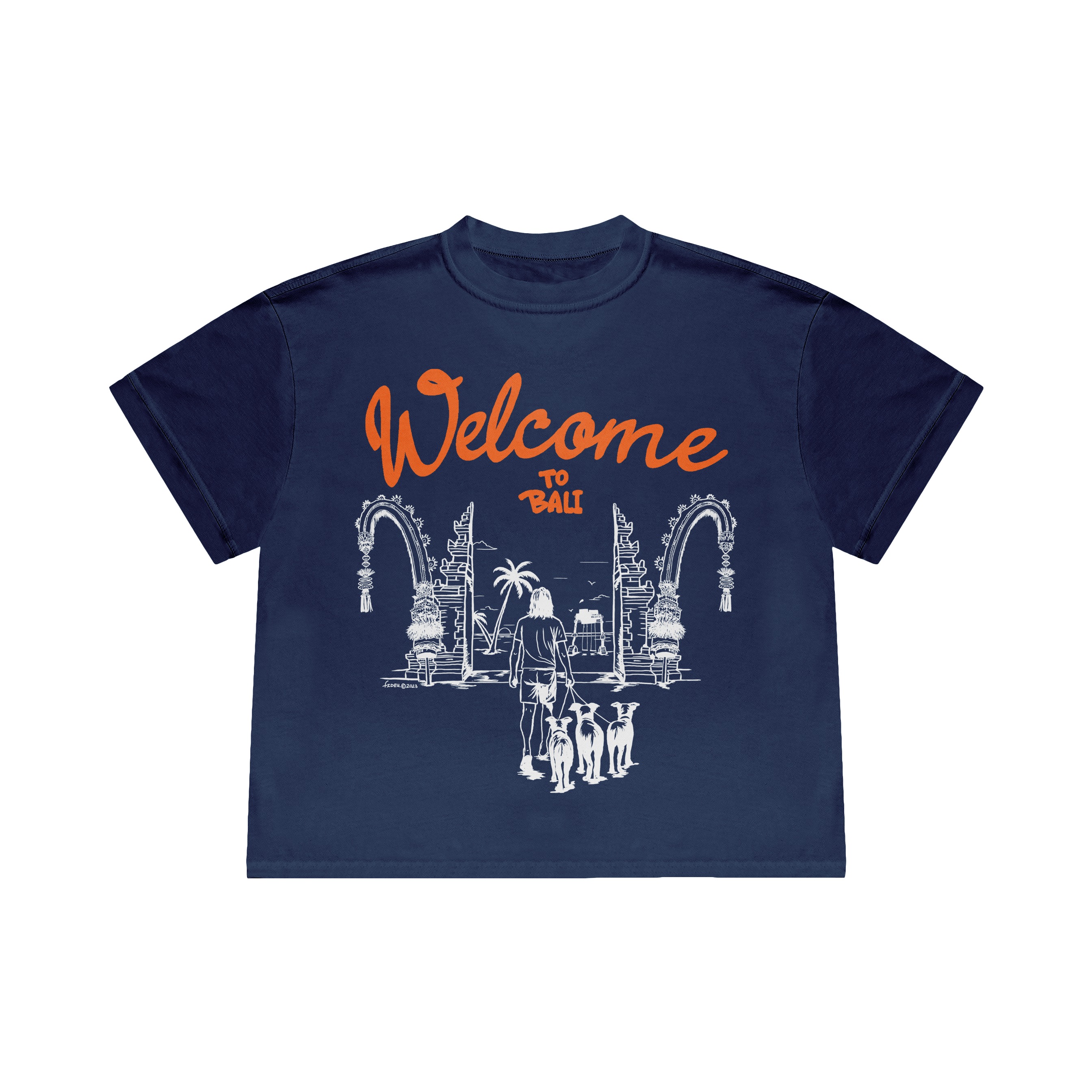 TEE BOXY WELCOME NAVY
