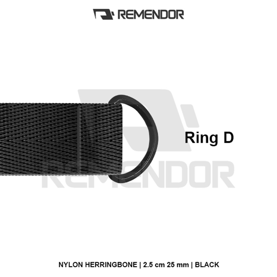 Keychain Gantungan Kunci Webbing Nylon Herringbone Snaphook Ring D 2.5cm 25mm Polos Black Hitam