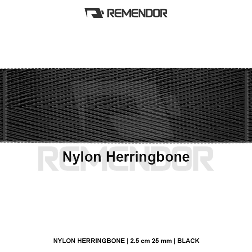 Keychain Gantungan Kunci Webbing Nylon Herringbone Snaphook Ring D 2.5cm 25mm Polos Black Hitam