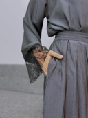 KIMIRAI - Mirae Pleated Pants Denim Kombinasi Lace