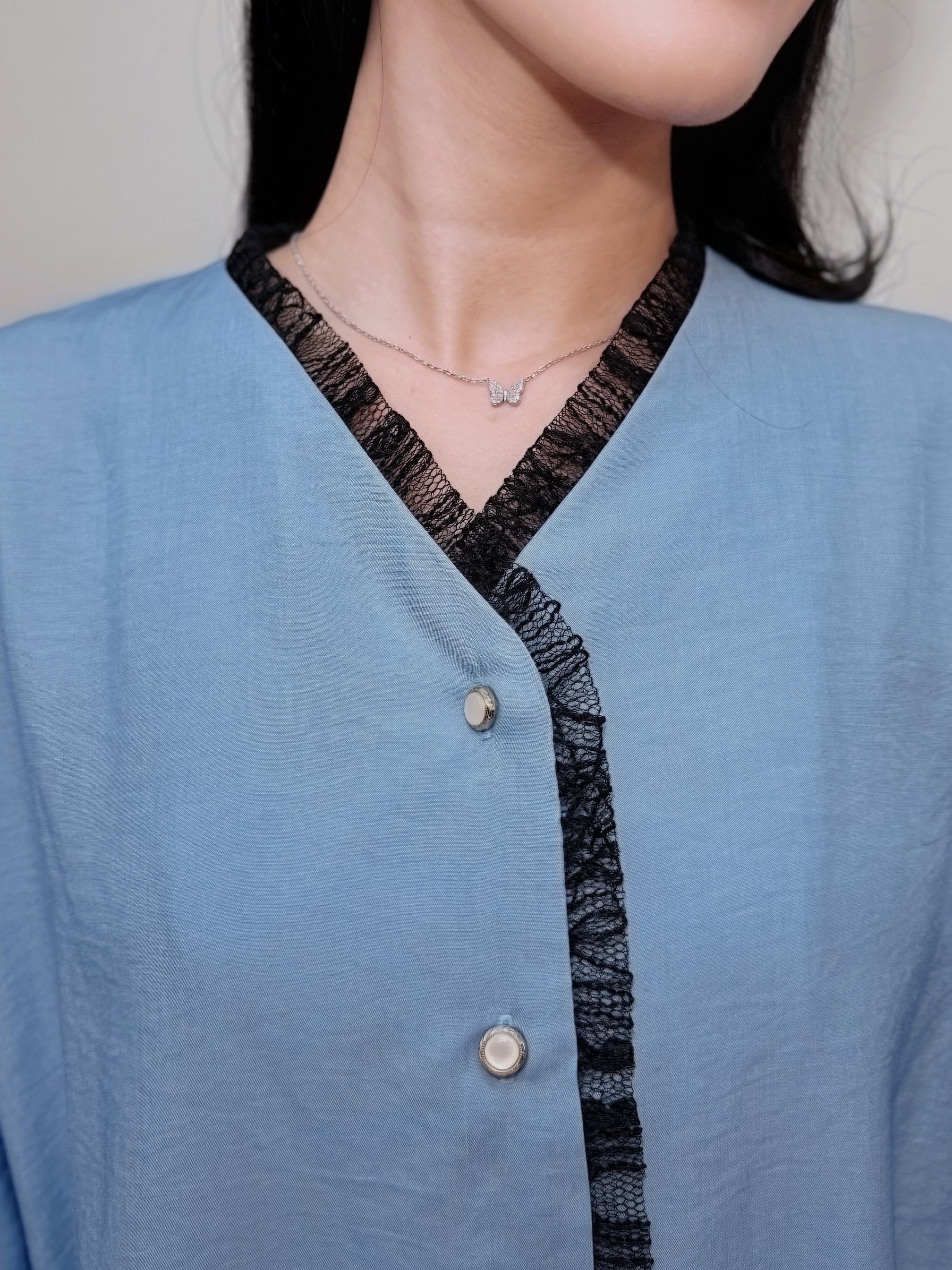KIMIRAI - Mirae Shirt Denim Kombinasi Lace