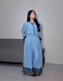KIMIRAI - Mirae Pleated Pants Denim Kombinasi Lace
