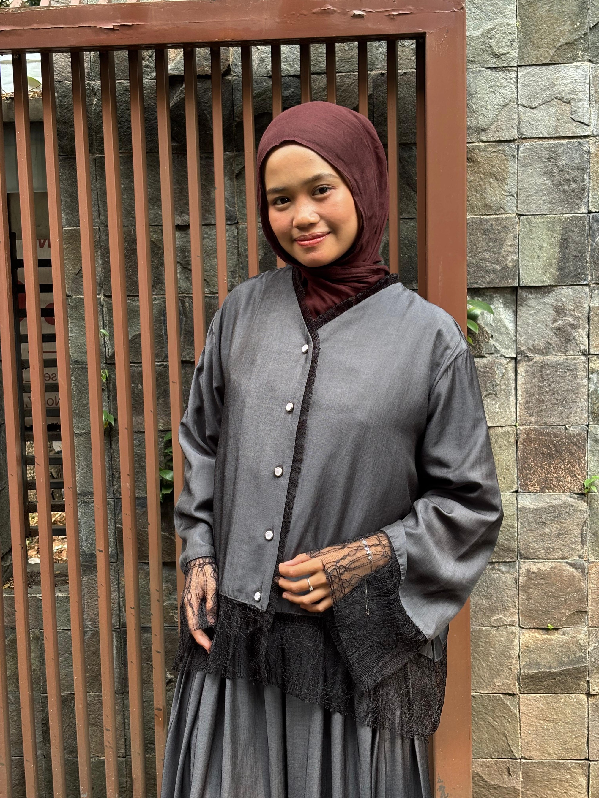 KIMIRAI - Mirae Shirt Denim Kombinasi Lace