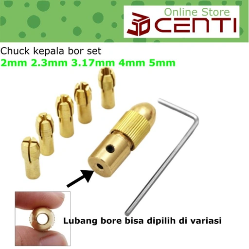 Image of Chuck kepala bor set Brass Mini Drill Motor 2mm 2.3mm 3.17mm 4mm 5mm