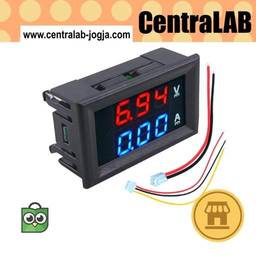 Image of Digital Volt Voltmeter Amperemeter DC 100V 10A  Tester 0.28" Blue Red