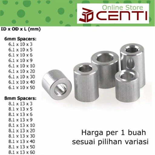 Image of Openbuilds column spacer aluminium M8 8mm panjang 3mm 5mm 6mm 9mm pipa