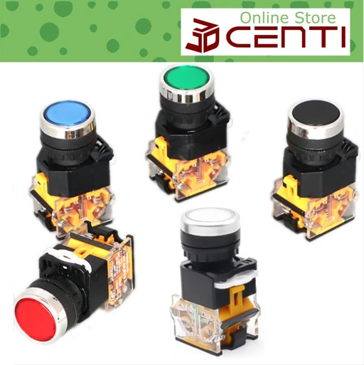 Image of Push Button LA38-11 440V 10A Flat Buttton Switch 22mm Self Reset NO NC