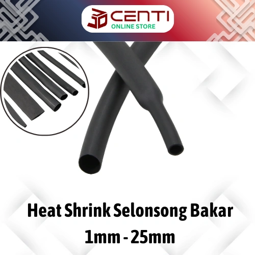 Image of Heat Shrink Selonsong Bakar Tube Hitam Black per 10cm