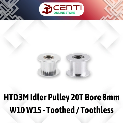 Image of HTD3M 20T Idler Pulley Tension Bore 8mm Width Lebar 10mm 15mm