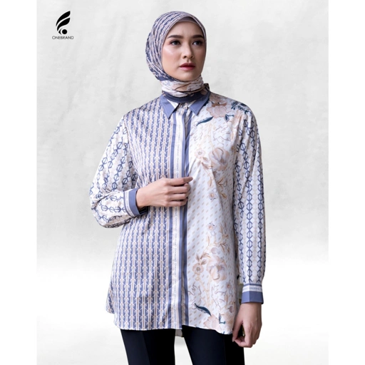 Image of ONEBRAND Hijab Kyra Shirt Wanita Silk M-XL berbagai motif