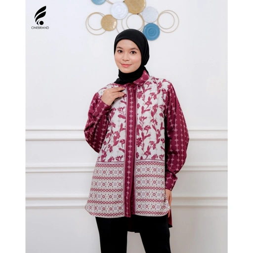 Image of ONEBRAND hijab Wolpis Shirt Wanita M-XL berbagai motif
