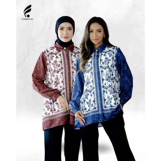 Image of ONEBRANDHIJAB - Baju atasan kemeja wanita HELLENA | Bahan Kenzo | Ukuran M-XXXL | Motif Printed