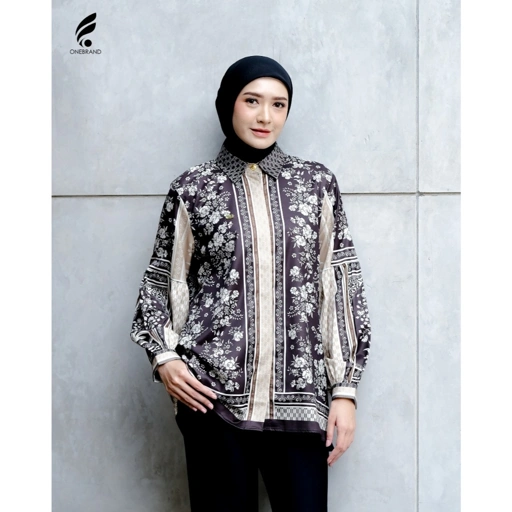 Image of ONEBRANDHIJAB - Kemeja Muslim Wanita FLAMOUR Shirt | Ayesha | Motif Printed