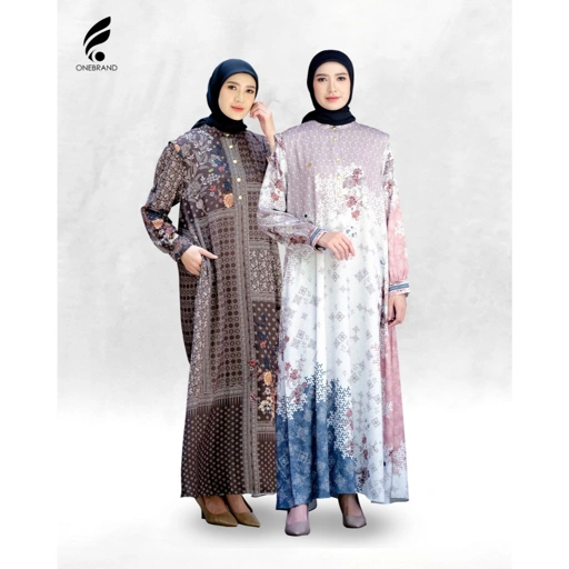 Image of ONEBRANDHIJAB - ALURA AGHNIA Dress gamis wanita | Bahan Yoris Premium | Ukuran M-XXXL | Motif Printed