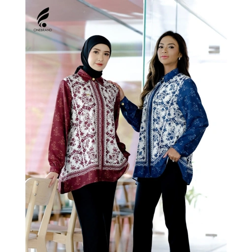 Image of ONEBRANDHIJAB - Baju atasan kemeja wanita HELLENA | Bahan Kenzo | Ukuran M-XXXL | Motif Printed