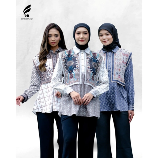 Image of ONEBRANDHIJAB - Baju atasan kemeja vest wanita | bahan ayesha babydoll | Motif Printed