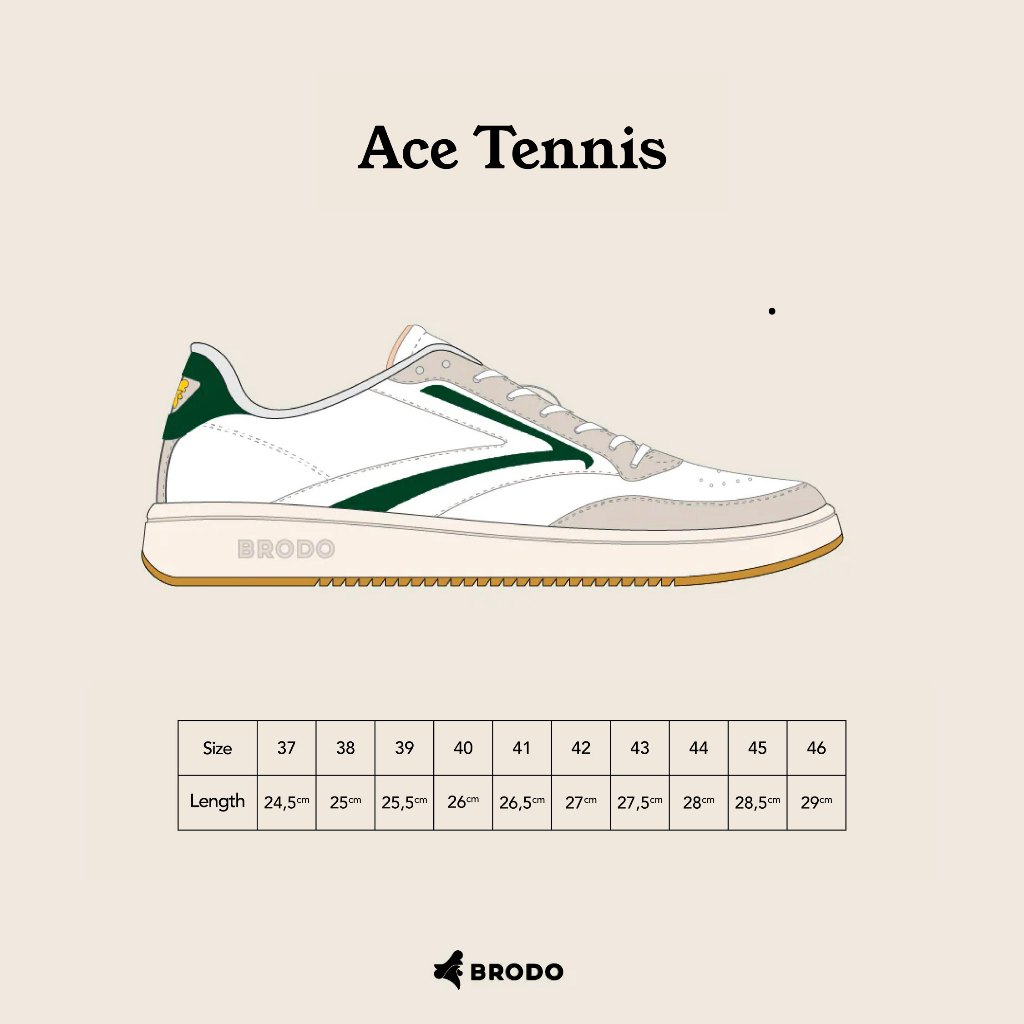 BRODO - Sneakers Ace Tennis Ivory Black