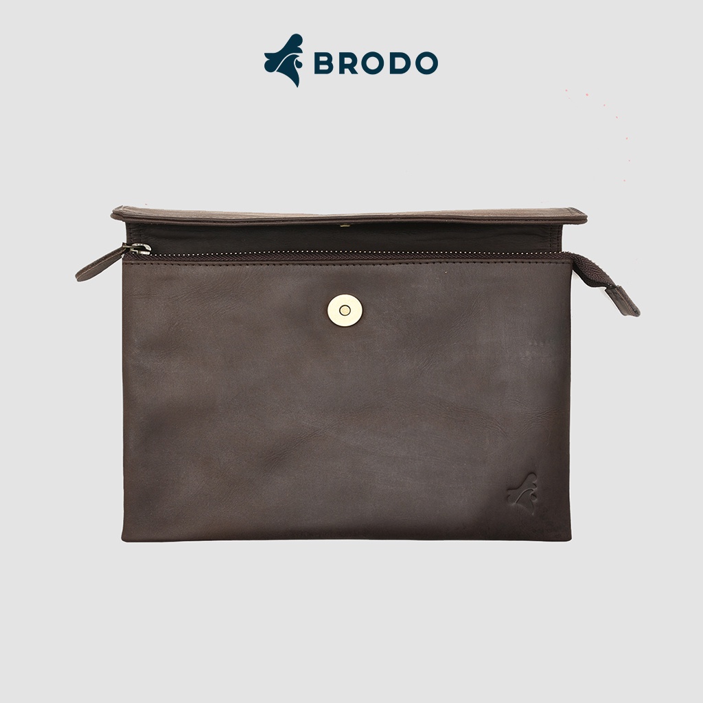 Borse Leather Clutch Dark Choco